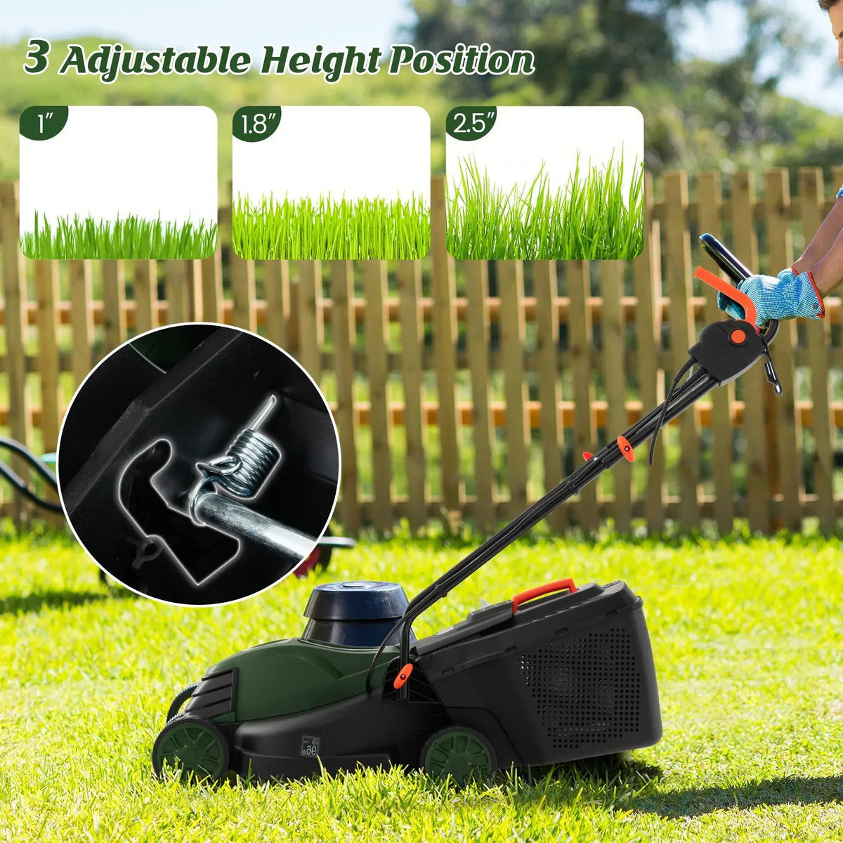 12-AMP 13.5 Inch Adjustable Electric Corded Lawn Mower with Collection Box, photo 6 of 9