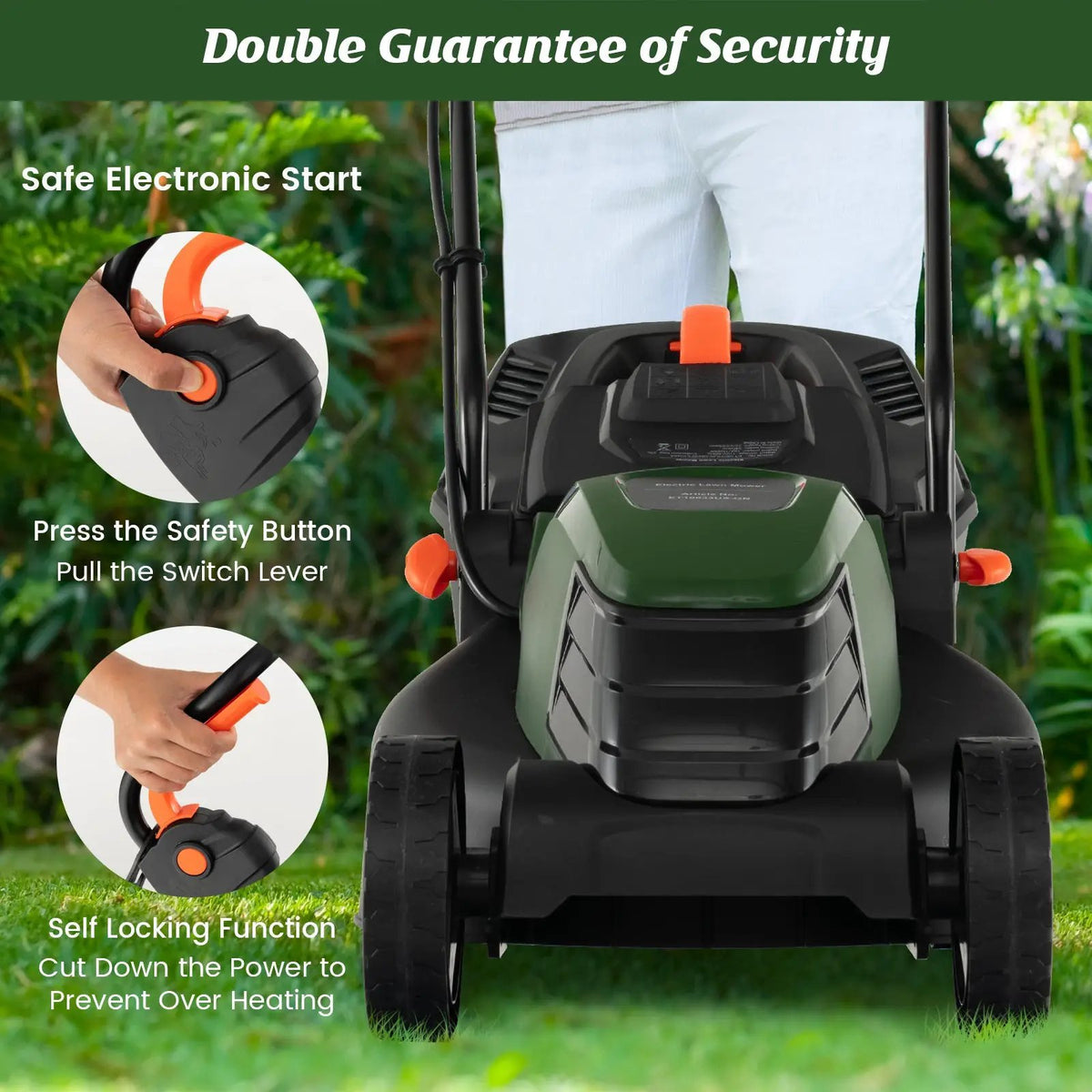 12-AMP 13.5 Inch Adjustable Electric Corded Lawn Mower with Collection Box, photo 8 of 9