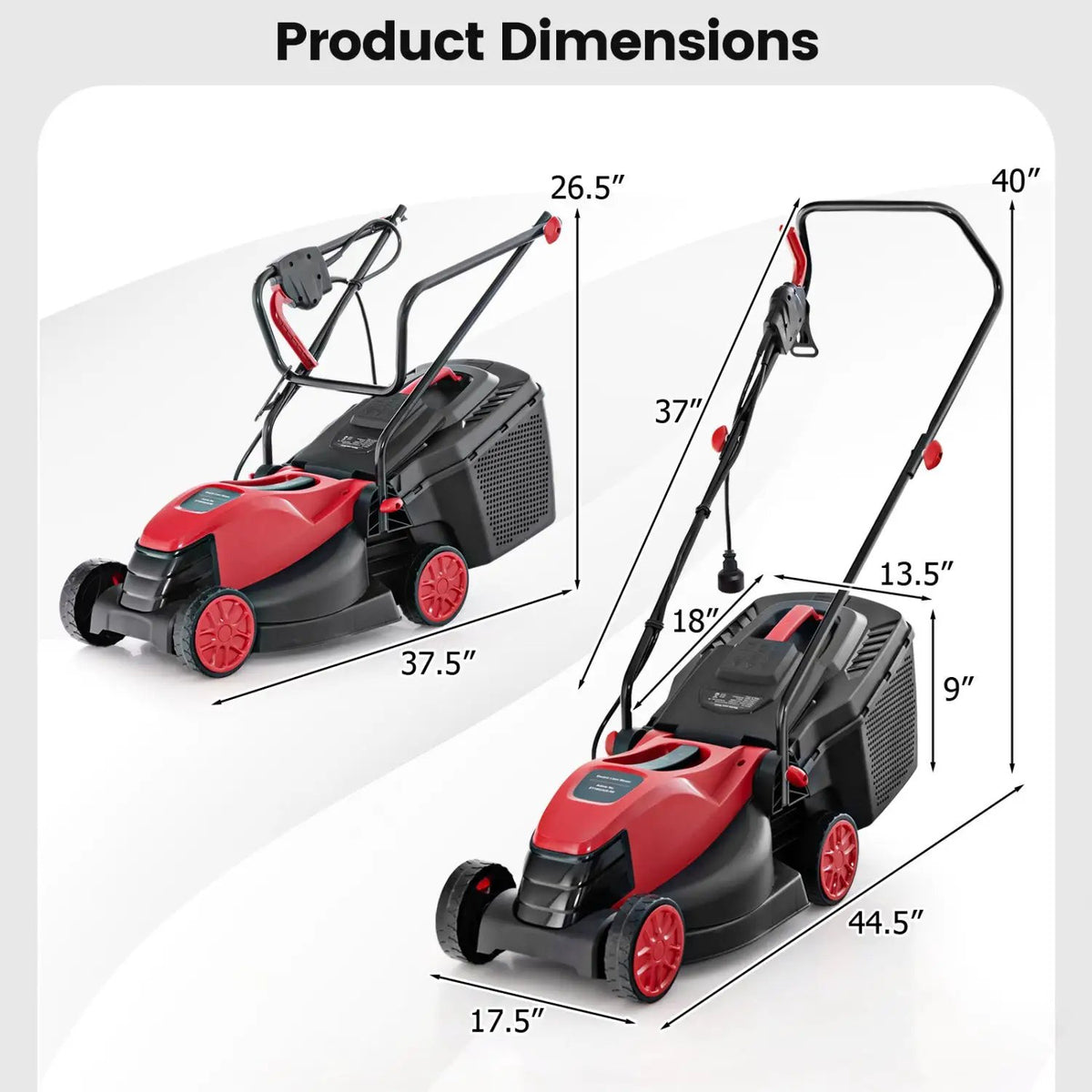 12-AMP 13.5 Inch Adjustable Electric Corded Lawn Mower with Collection Box, photo 9 of 9