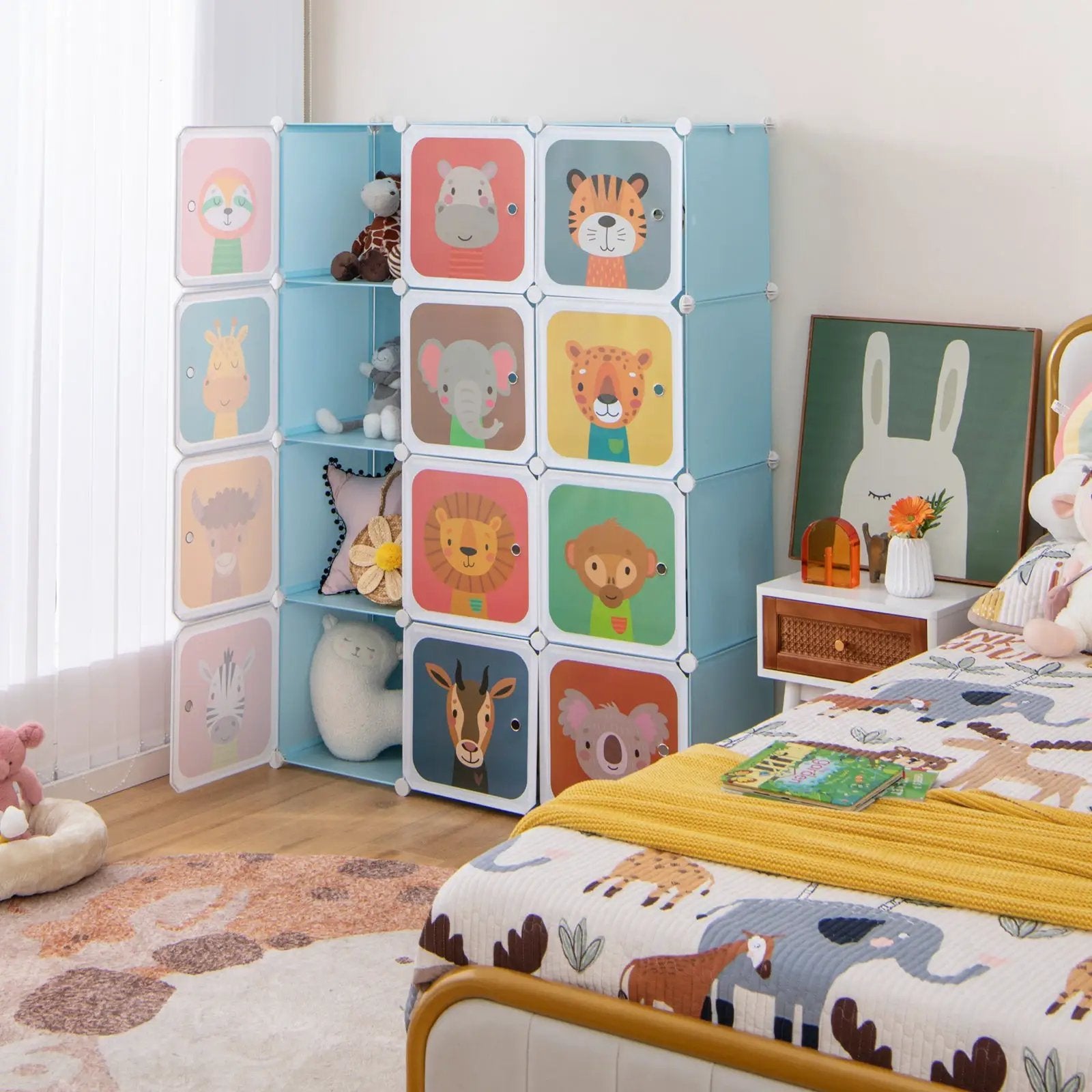 12 Cube Kids Wardrobe Closet with Hanging Section and Doors by DirectDeals