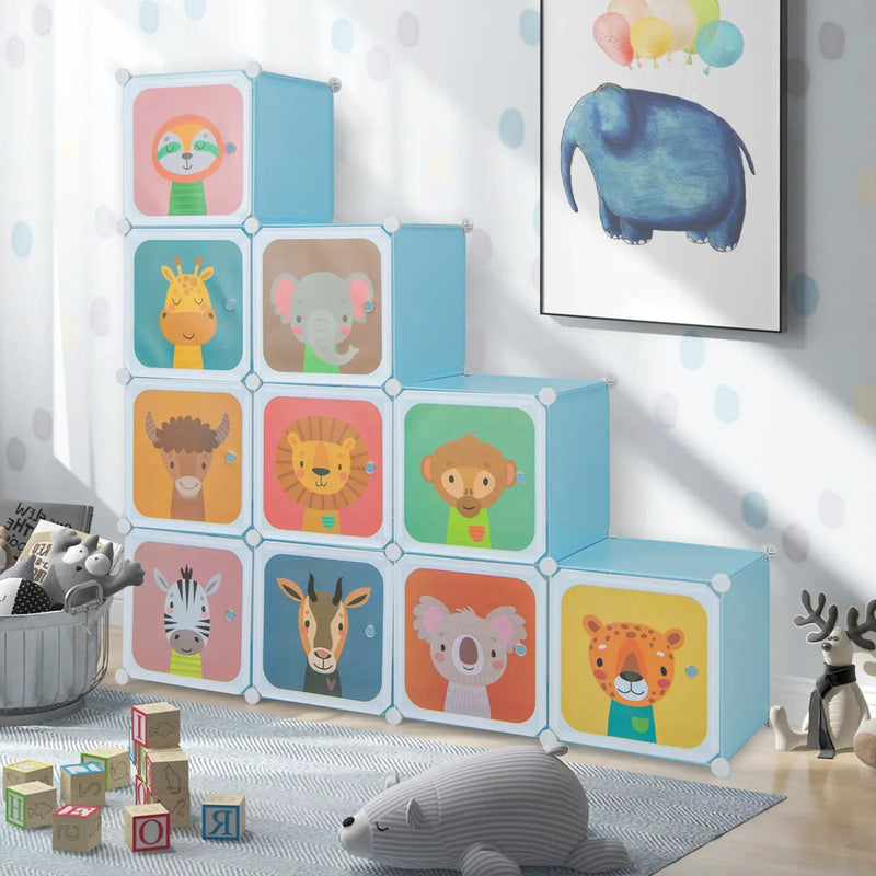 12 Cube Kids Wardrobe Closet with Hanging Section and Doors by DirectDeals