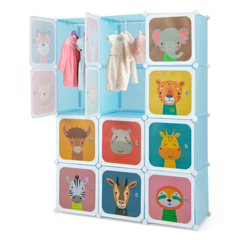 12 Cube Kids Wardrobe Closet with Hanging Section and Doors by DirectDeals