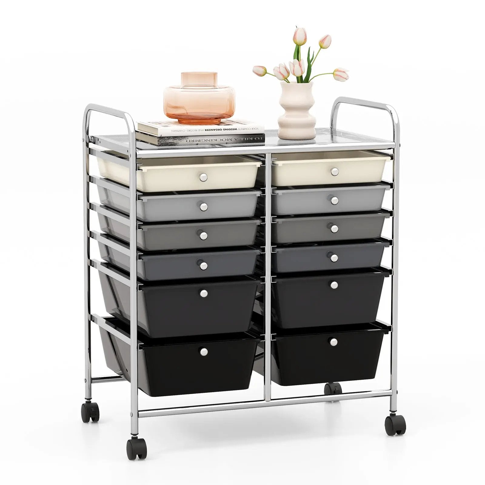 12 Storage Drawer Organizer Bins Rolling Cart by DirectDeals