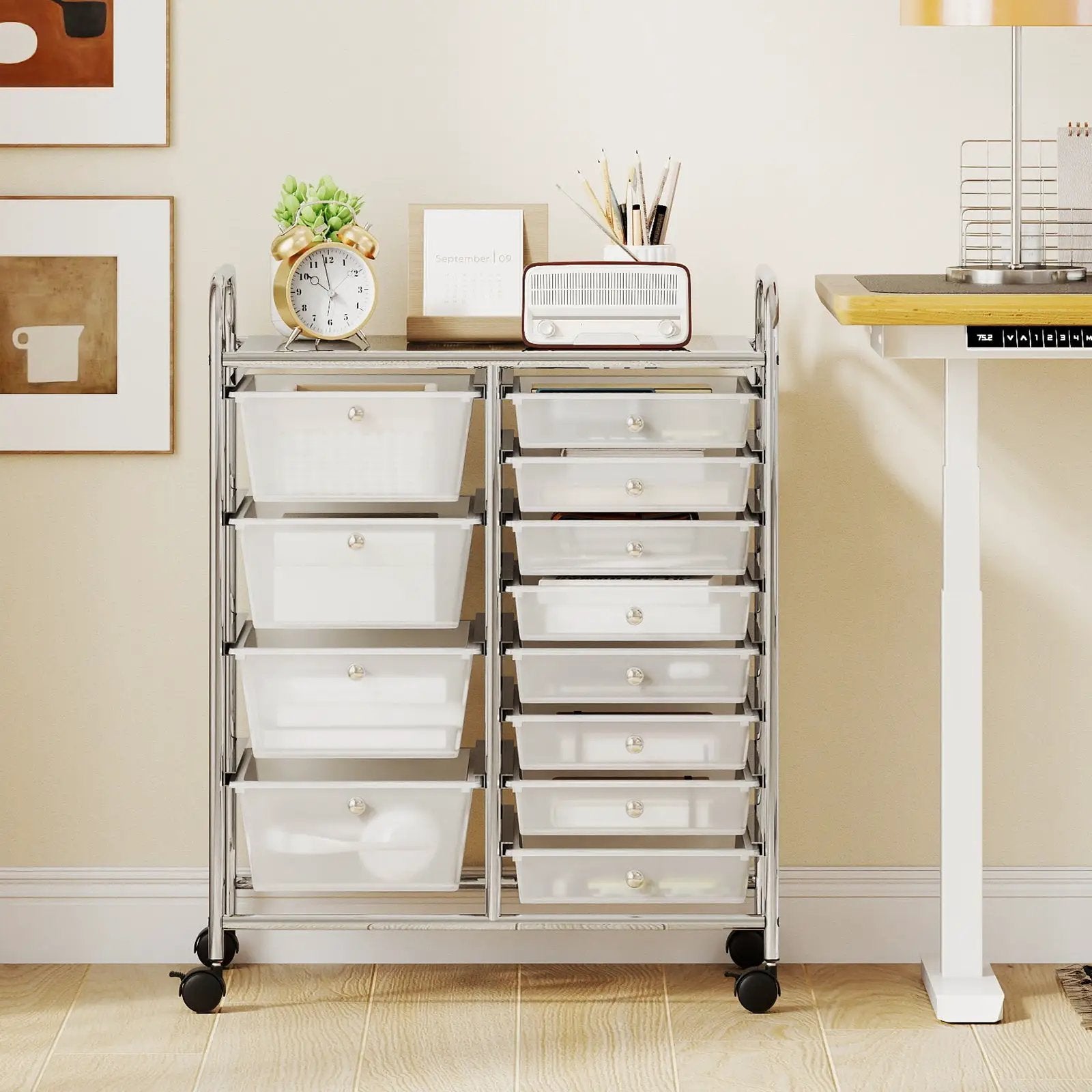 12-Drawer Utility Rolling Cart with Drawers Multi-Use Storage by DirectDeals