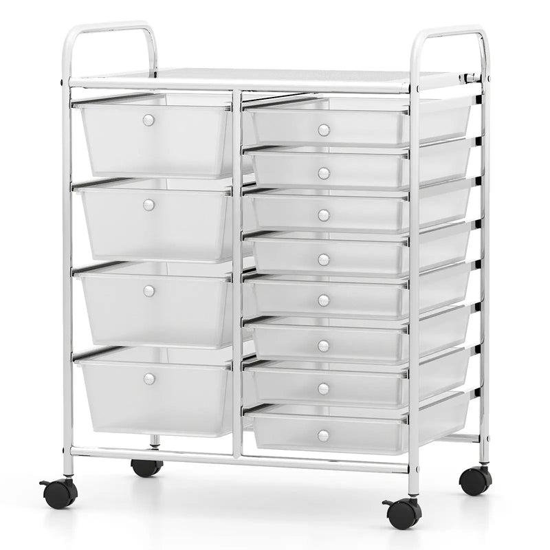 12-Drawer Utility Rolling Cart with Drawers Multi-Use Storage by DirectDeals