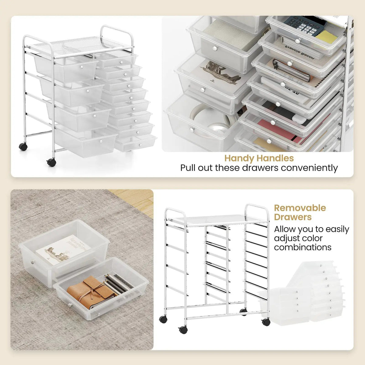 12-Drawer Utility Rolling Cart with Drawers Multi-Use Storage, photo 8 of 32