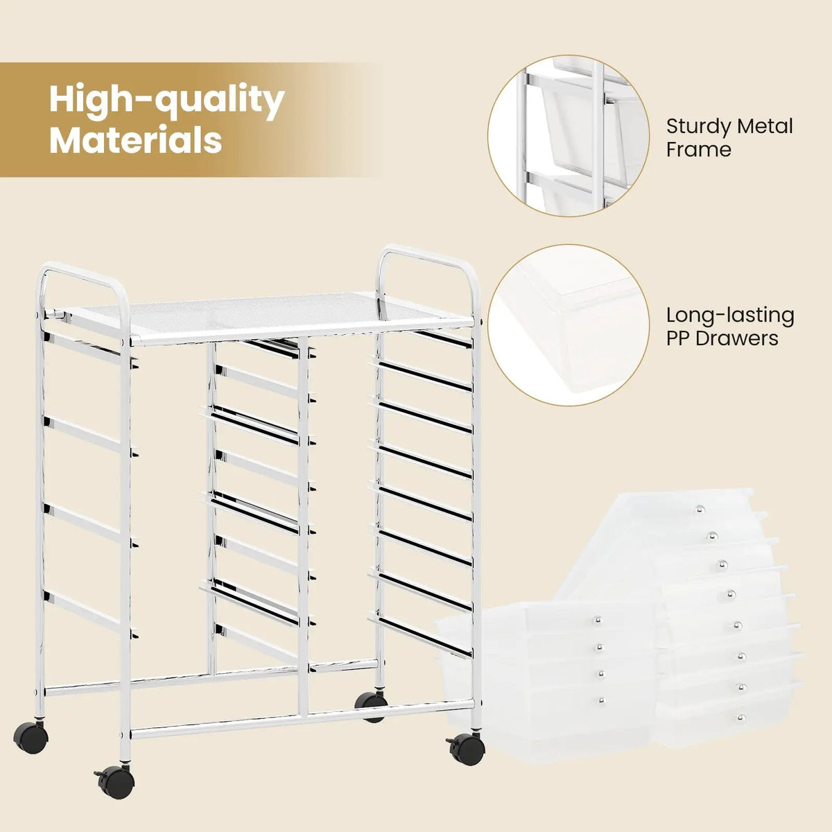 12-Drawer Utility Rolling Cart with Drawers Multi-Use Storage, photo 10 of 32