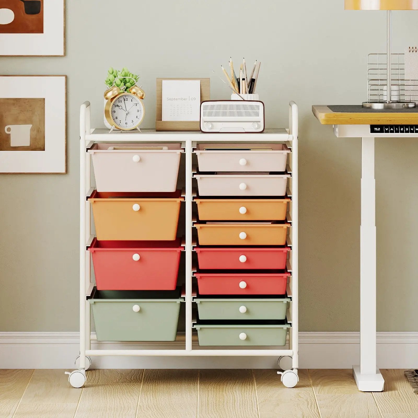 12-Drawer Utility Rolling Cart with Drawers Multi-Use Storage by DirectDeals