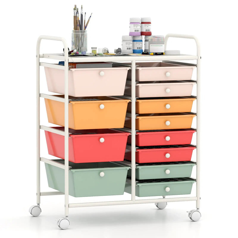 12-Drawer Utility Rolling Cart with Drawers Multi-Use Storage by DirectDeals