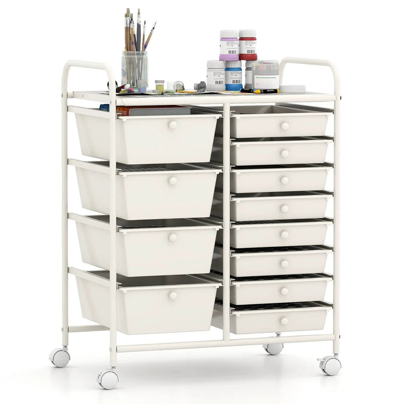 12-Drawer Utility Rolling Cart with Drawers Multi-Use Storage by DirectDeals