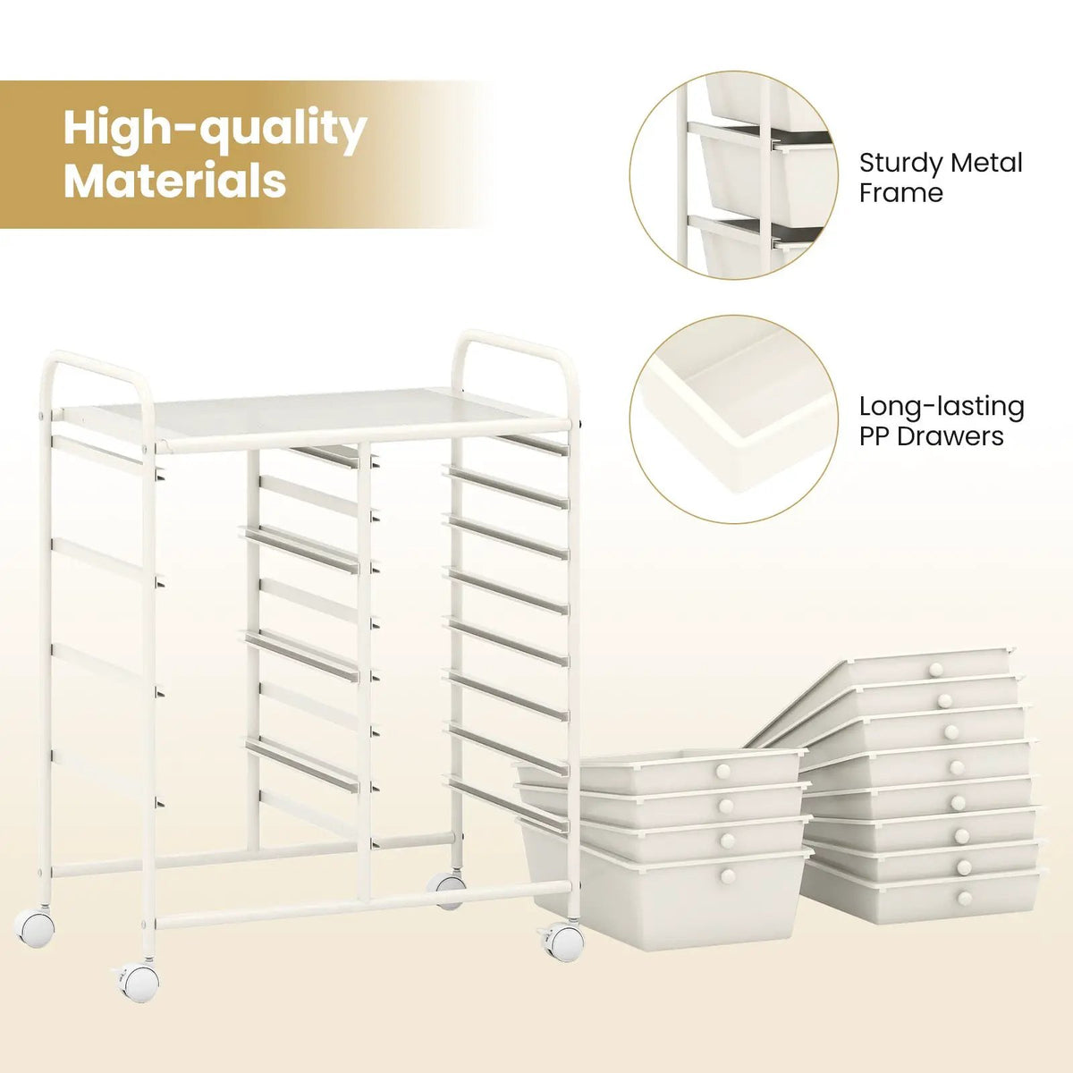 12-Drawer Utility Rolling Cart with Drawers Multi-Use Storage, photo 29 of 32
