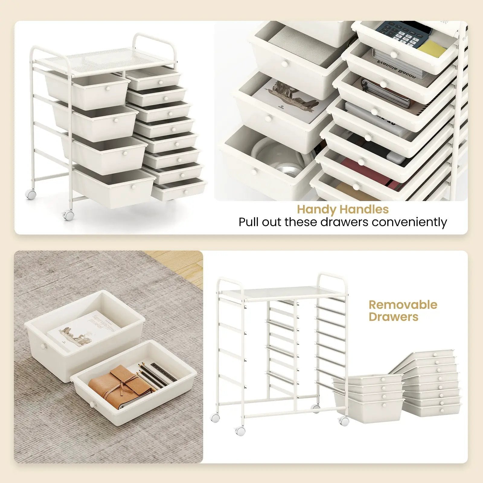 12-Drawer Utility Rolling Cart with Drawers Multi-Use Storage by DirectDeals