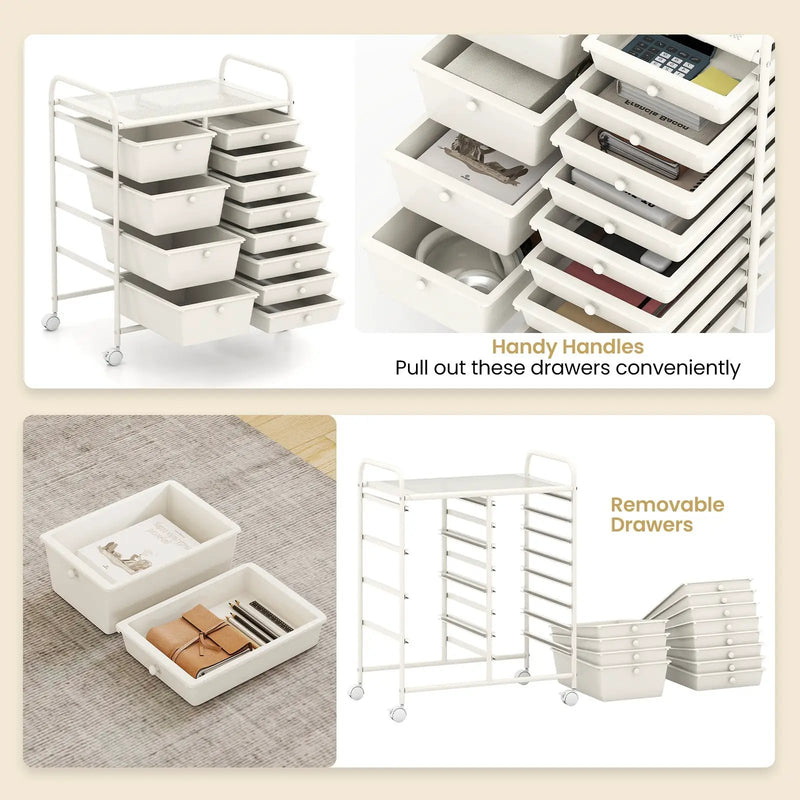12-Drawer Utility Rolling Cart with Drawers Multi-Use Storage by DirectDeals