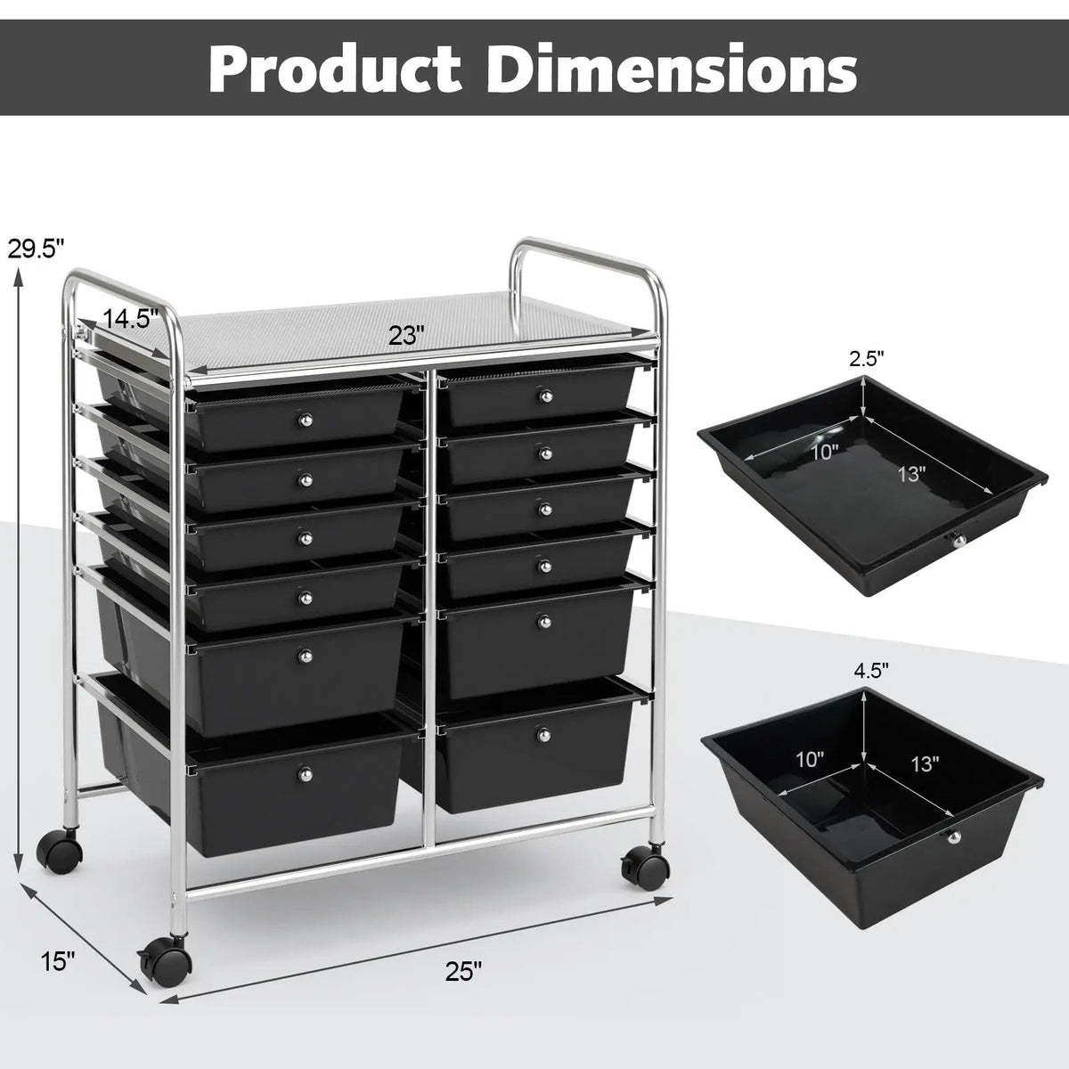 12 Storage Drawer Organizer Bins Rolling Cart, photo 5 of 20