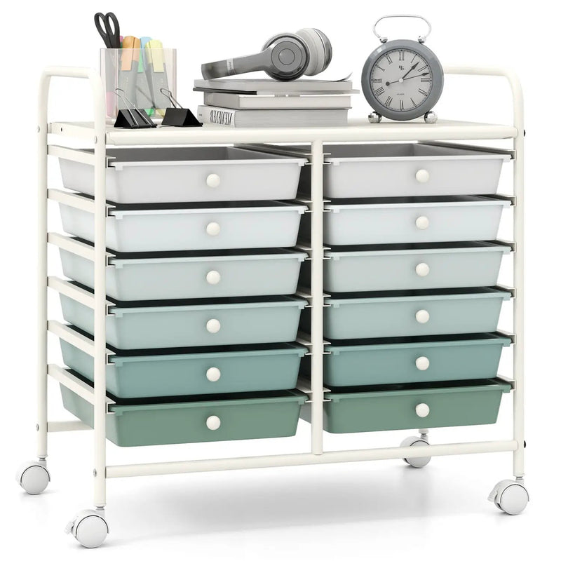 12 Drawers Rolling Storage Cart for Home and Office by DirectDeals