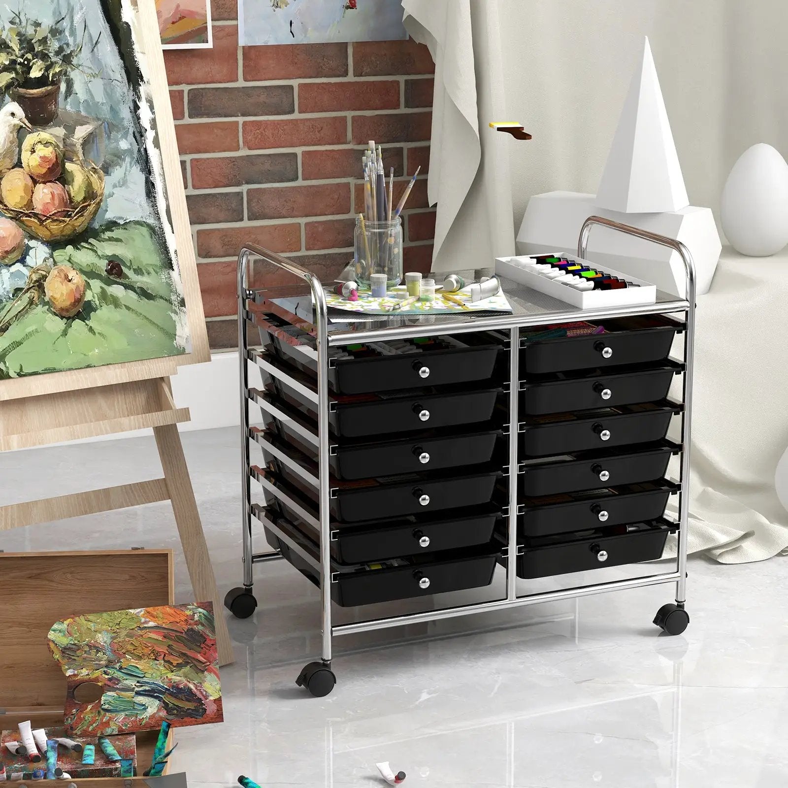 12 Drawers Rolling Storage Cart for Home and Office by DirectDeals