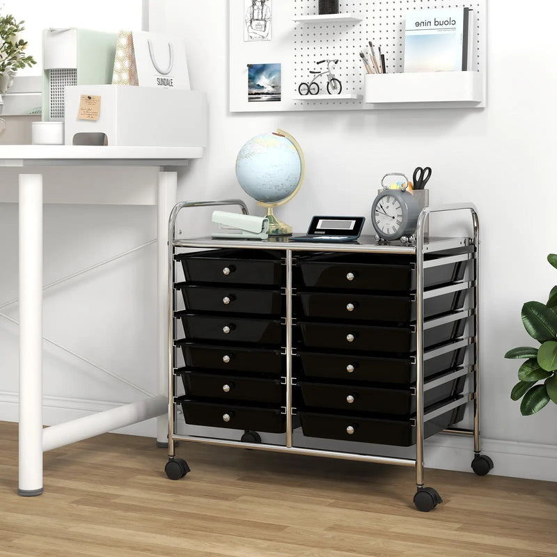 12 Drawers Rolling Storage Cart for Home and Office by DirectDeals