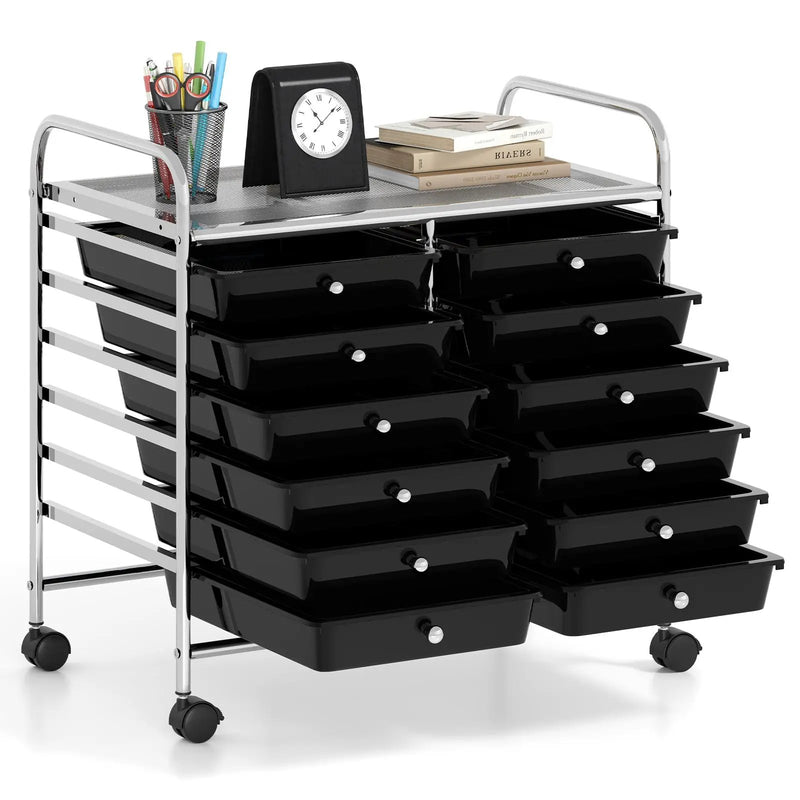 12 Drawers Rolling Storage Cart for Home and Office by DirectDeals