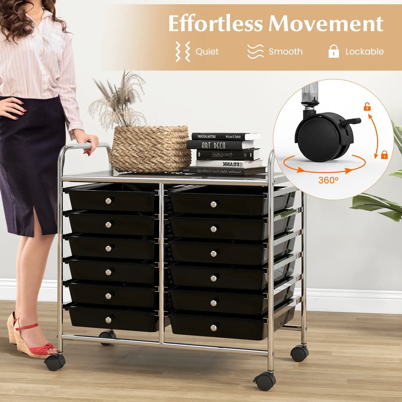 12 Drawers Rolling Storage Cart for Home and Office by DirectDeals