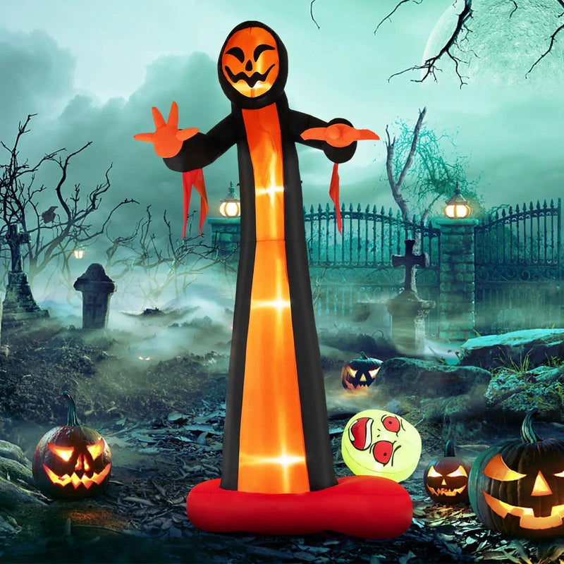12 Feet Inflatable Grim Reaper Ghost with Built-in LED Lights and Scary Skull by DirectDeals