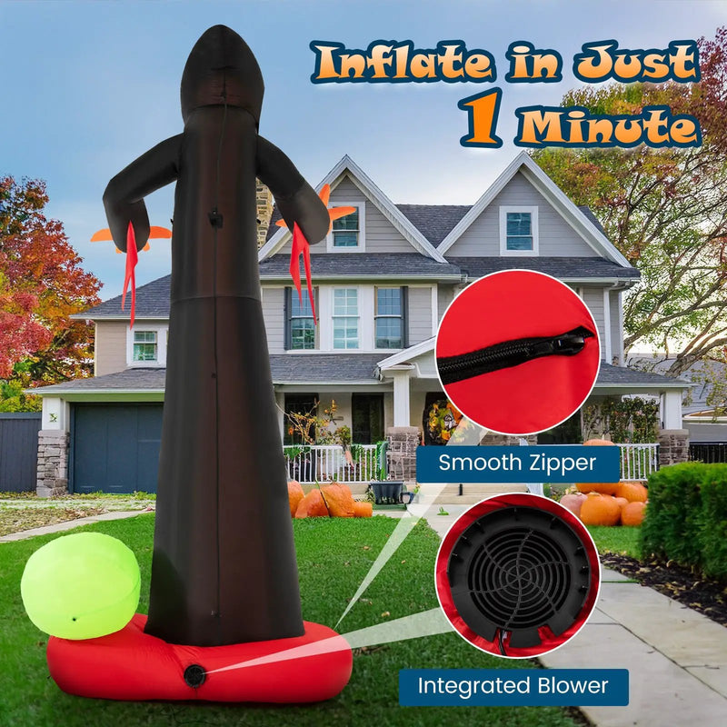 12 Feet Inflatable Grim Reaper Ghost with Built-in LED Lights and Scary Skull by DirectDeals