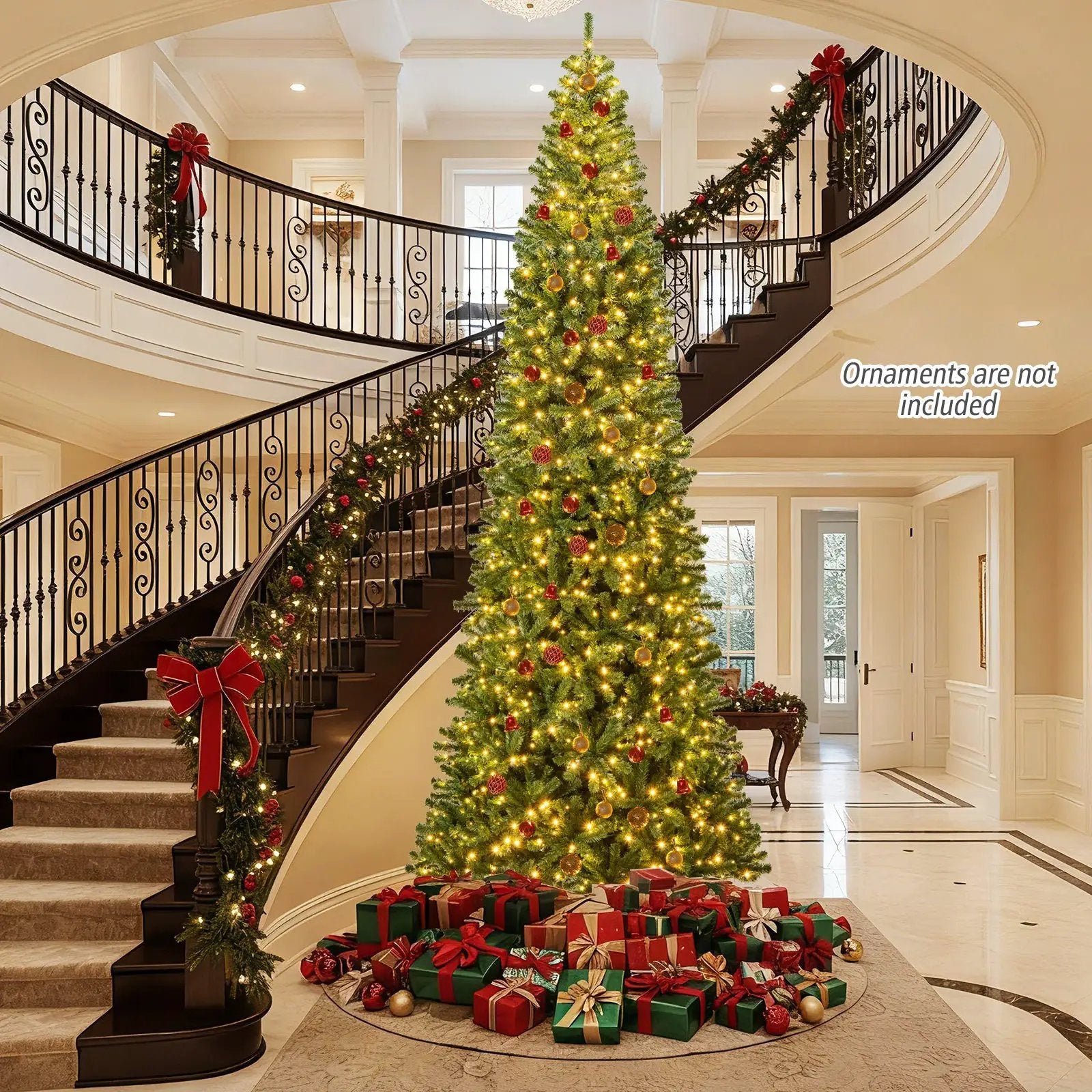 12 FT Tall Prelit Hinged Artificial Christmas Tree with 2536 PVC Branch Tips by DirectDeals