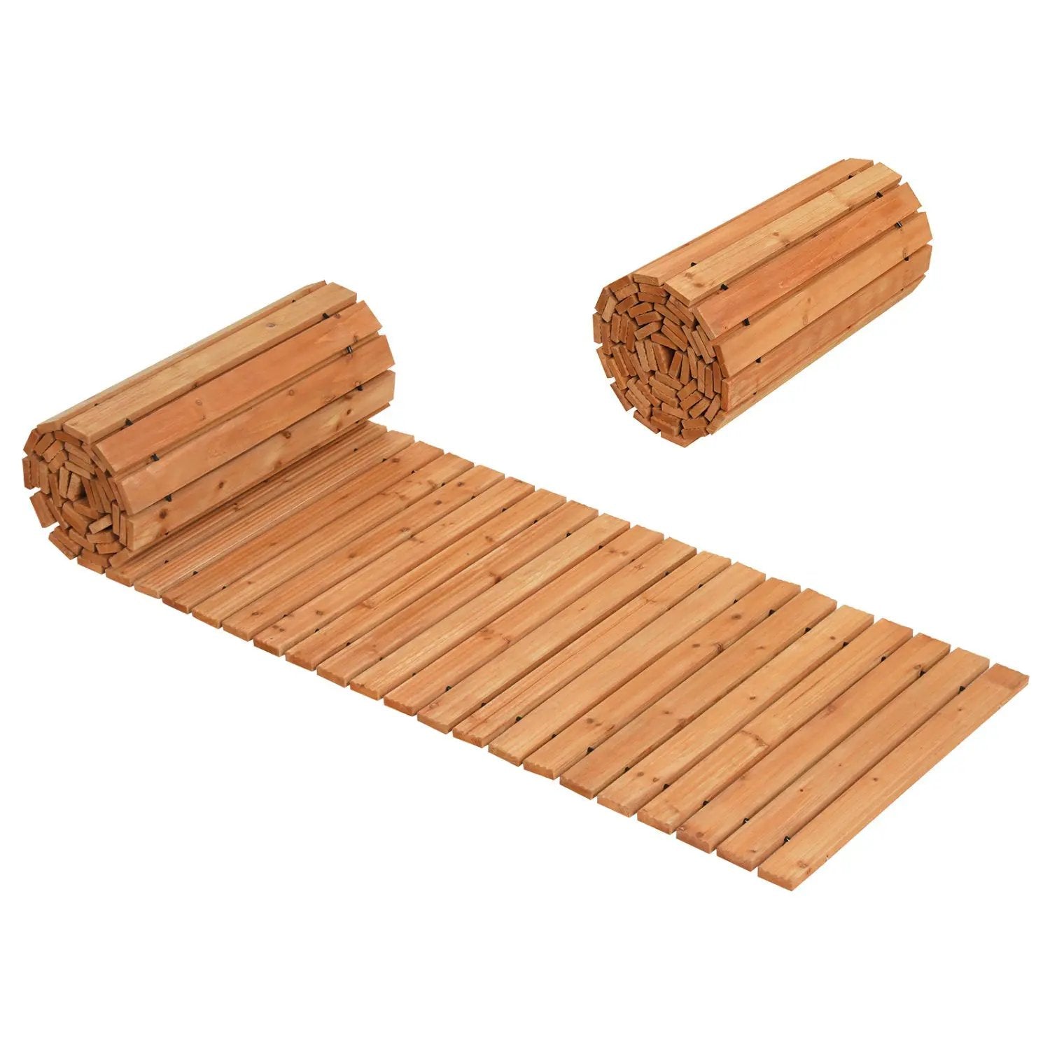 12 FT Wooden Garden Pathway 22 Inches Wide Outdoor Roll out Straight Walkway by DirectDeals