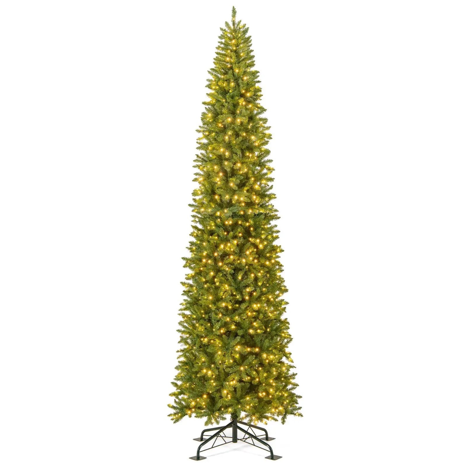 12 Feet Tall Pre-Lit Artificial Christmas Tree Outdoor Indoor Slim Pencil Tree with Lights by DirectDeals