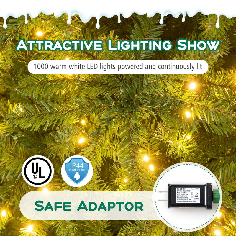12 Feet Tall Pre-Lit Artificial Christmas Tree Outdoor Indoor Slim Pencil Tree with Lights by DirectDeals