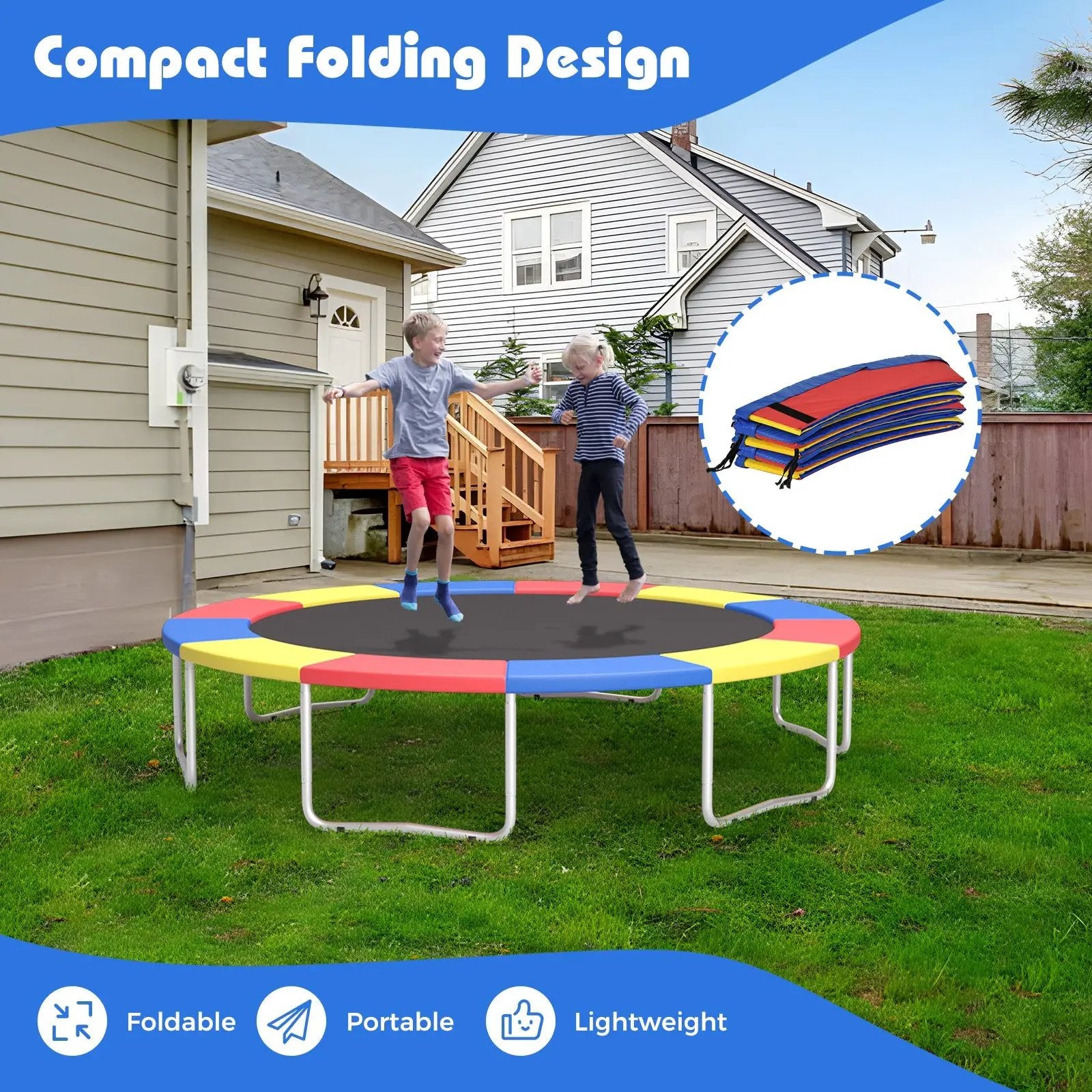 8-16 FT Trampoline Pad Replacement Safety Pad with Fixing Straps (Multicolor) by DirectDeals