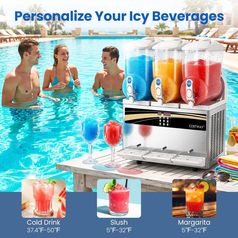 Commercial Slushy Dispenser 12 Gal Triple Tank Slushie Maker by DirectDeals