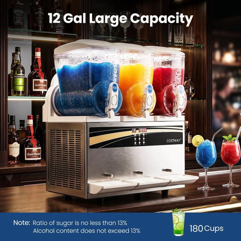 Commercial Slushy Dispenser 12 Gal Triple Tank Slushie Maker by DirectDeals