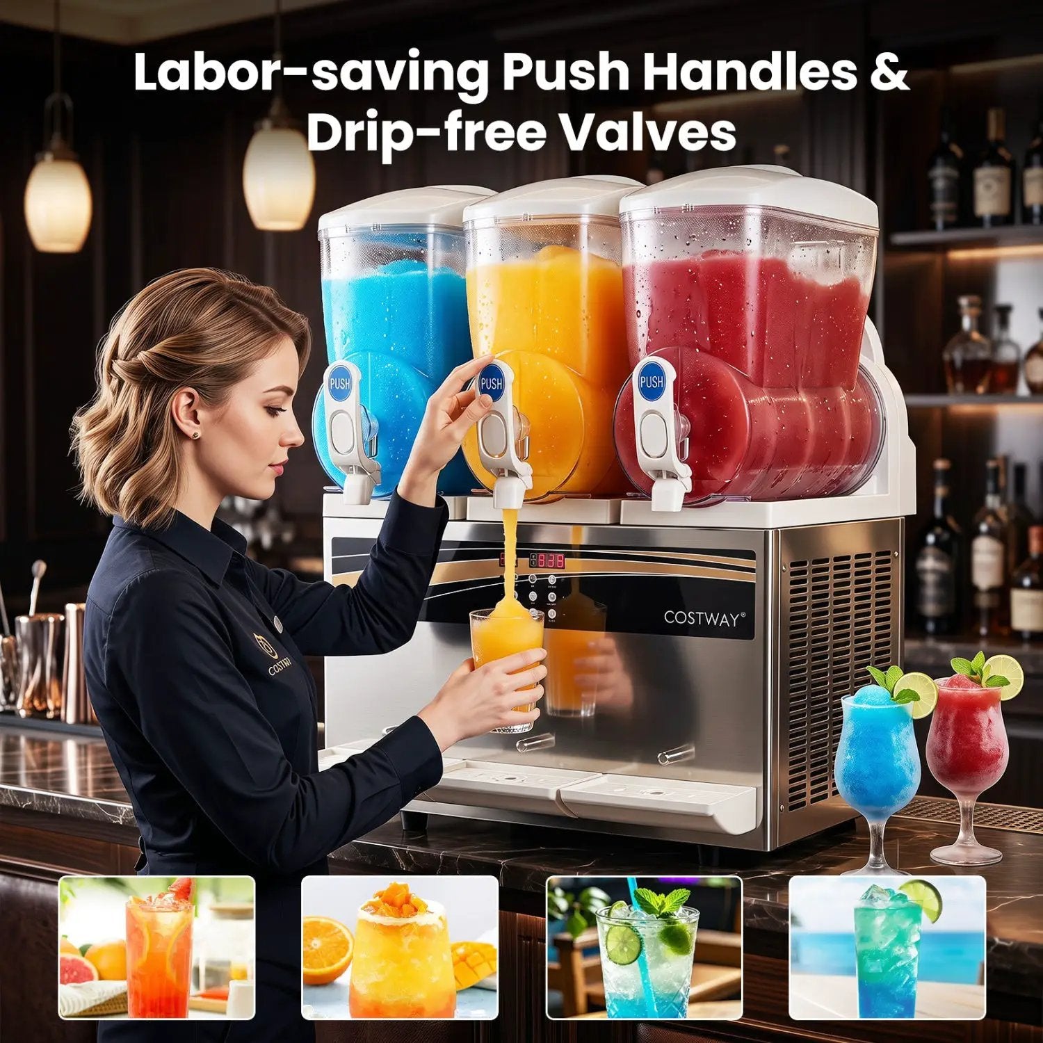 Commercial Slushy Dispenser 12 Gal Triple Tank Slushie Maker by DirectDeals