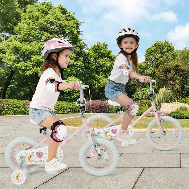 Kids Bike 12-18 Inch with Training Wheels - Pink Stars & Moon by DirectDeals