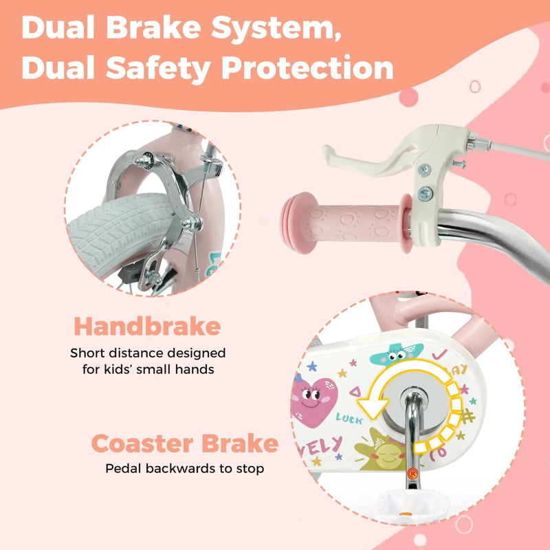 Kids Bike 12-18 Inch with Training Wheels - Pink Stars & Moon by DirectDeals