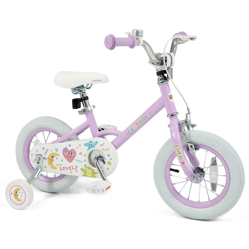 Kids Bike 12-18 Inch with Training Wheels - Purple by DirectDeals