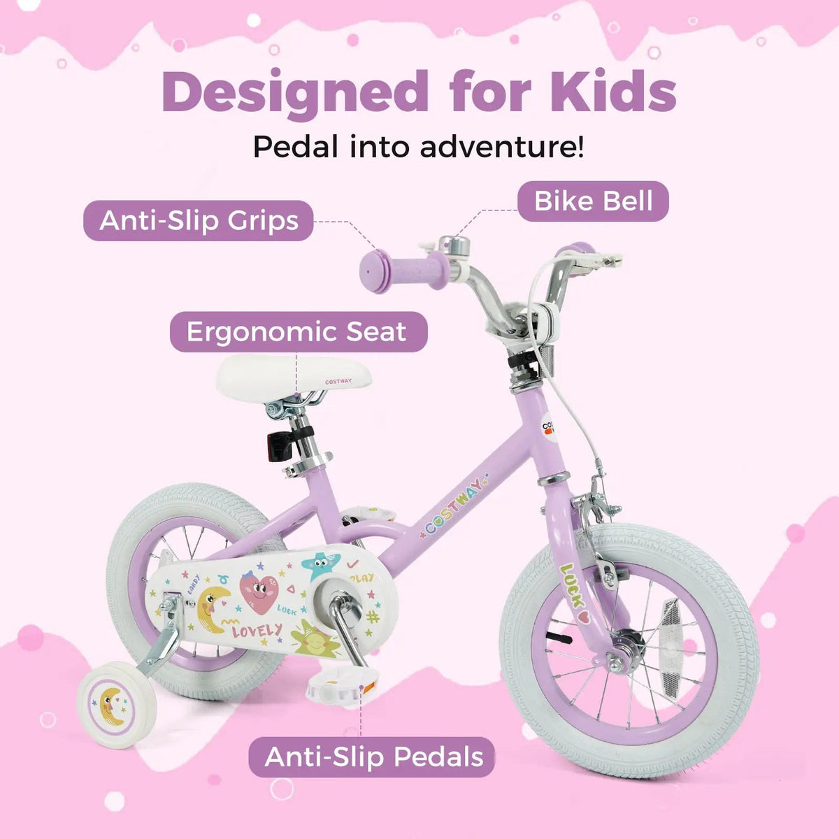 Kids Bike 12-18 Inch with Training Wheels - Purple, photo 5 of 32