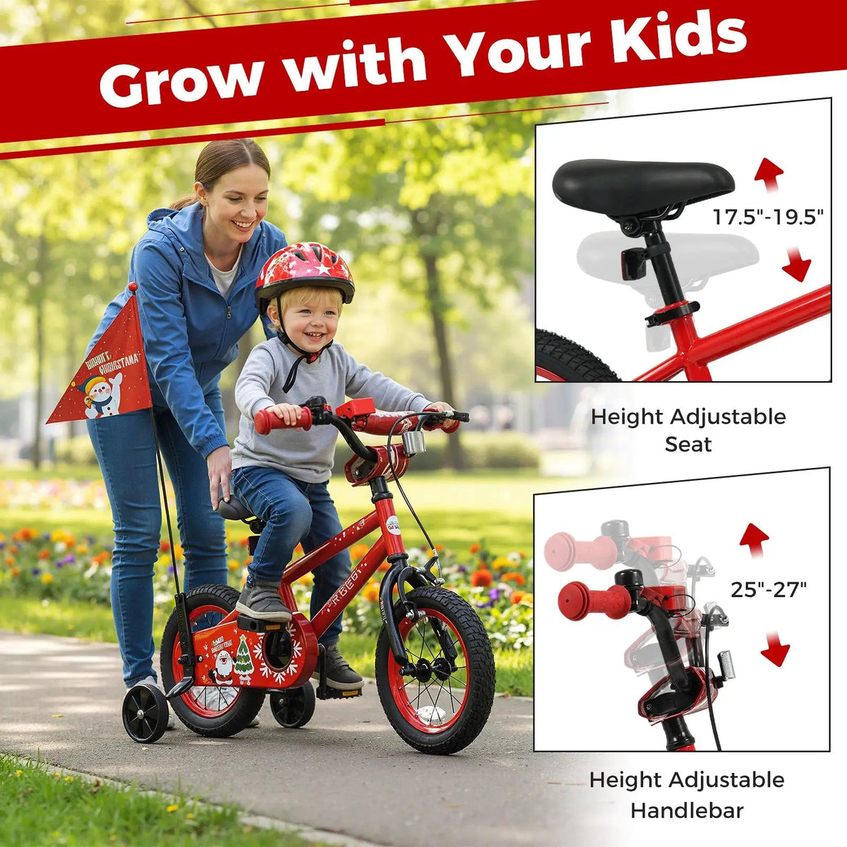 Kids Bike 12-18 Inch with Training Wheels & Christmas Music, photo 4 of 32