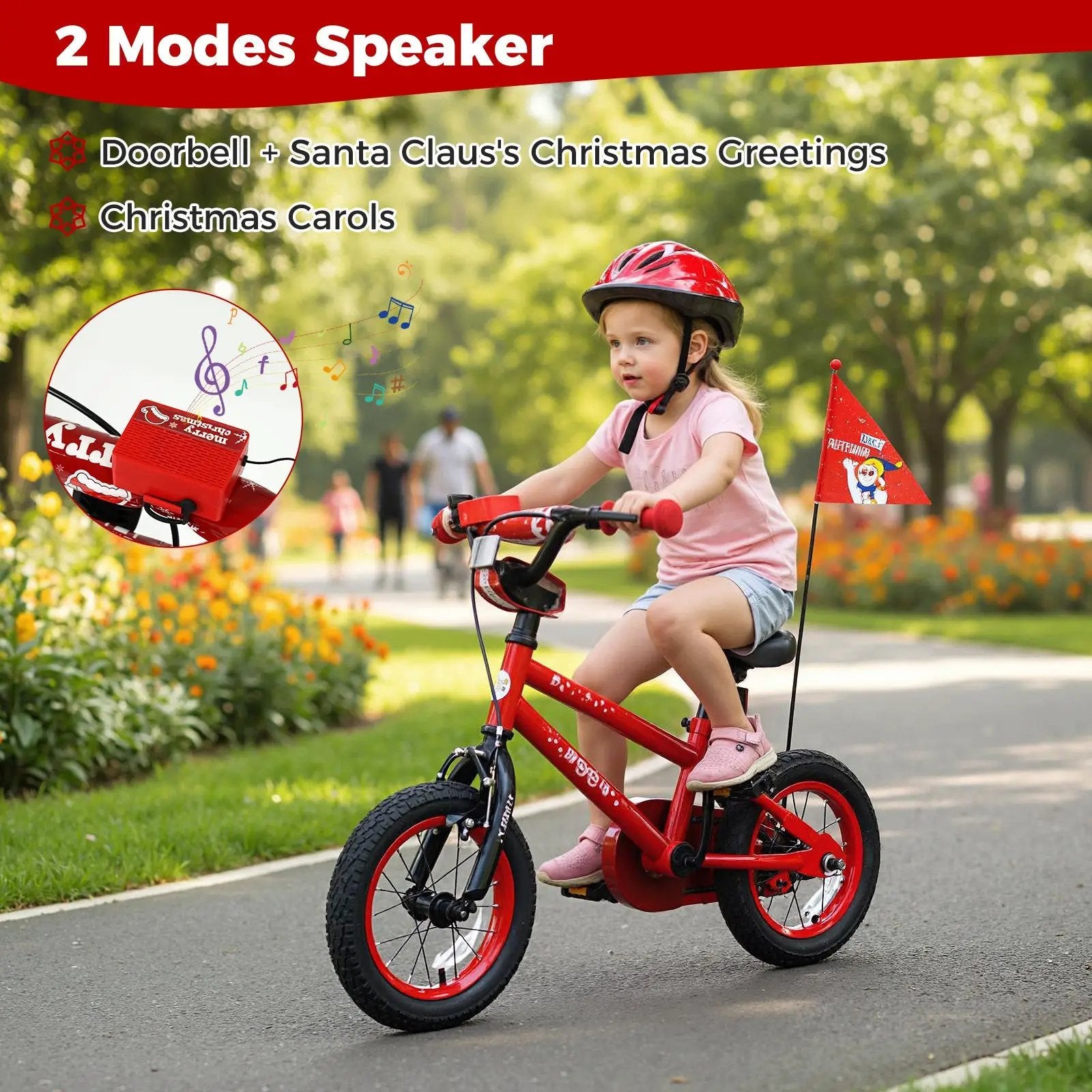 Kids Bike 12-18 Inch with Training Wheels & Christmas Music by DirectDeals