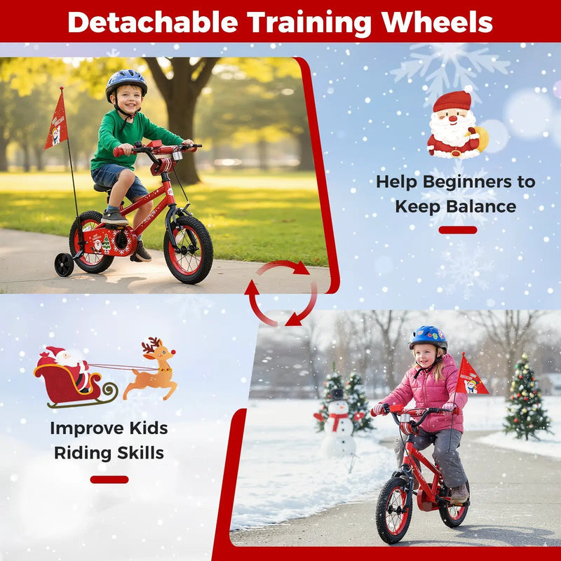 Kids Bike 12-18 Inch with Training Wheels & Christmas Music by DirectDeals