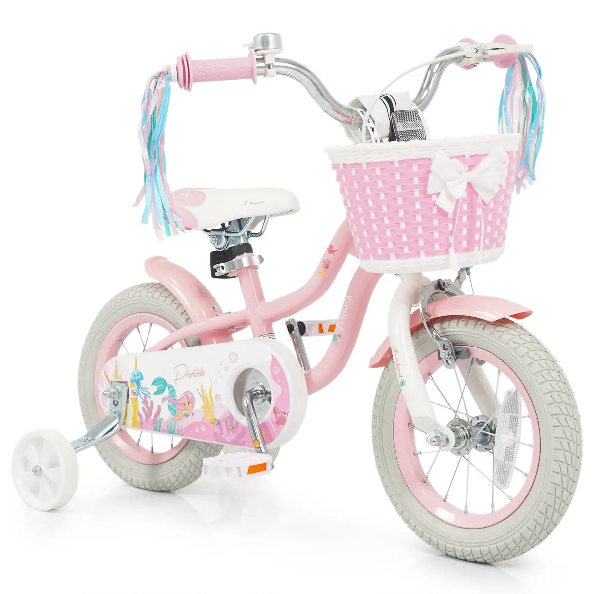18-Inch Kids Bike Adjustable with Basket and Streamers Pink, photo 4 of 11