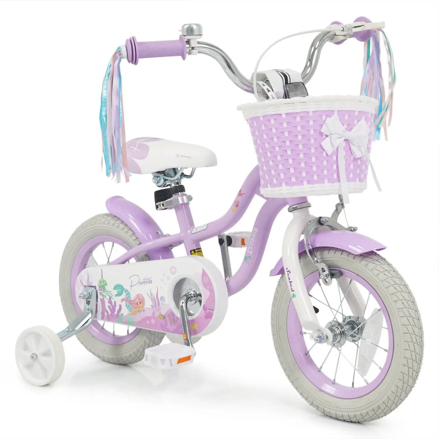 Kids Bike 12-20 Inch with Training Wheels & Basket Purple by DirectDeals