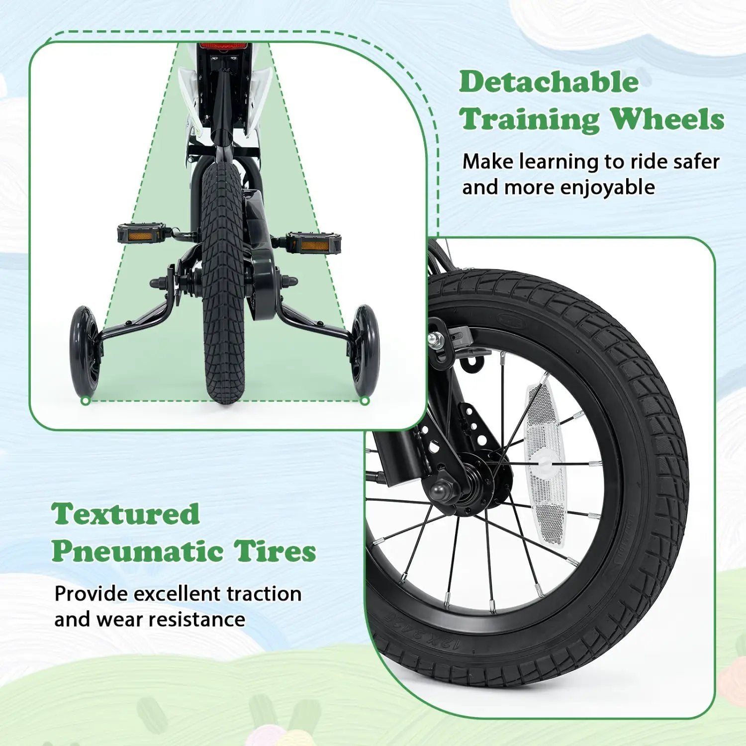 12 Inch Kids Bike with Training Wheels Ages 3-4 by DirectDeals