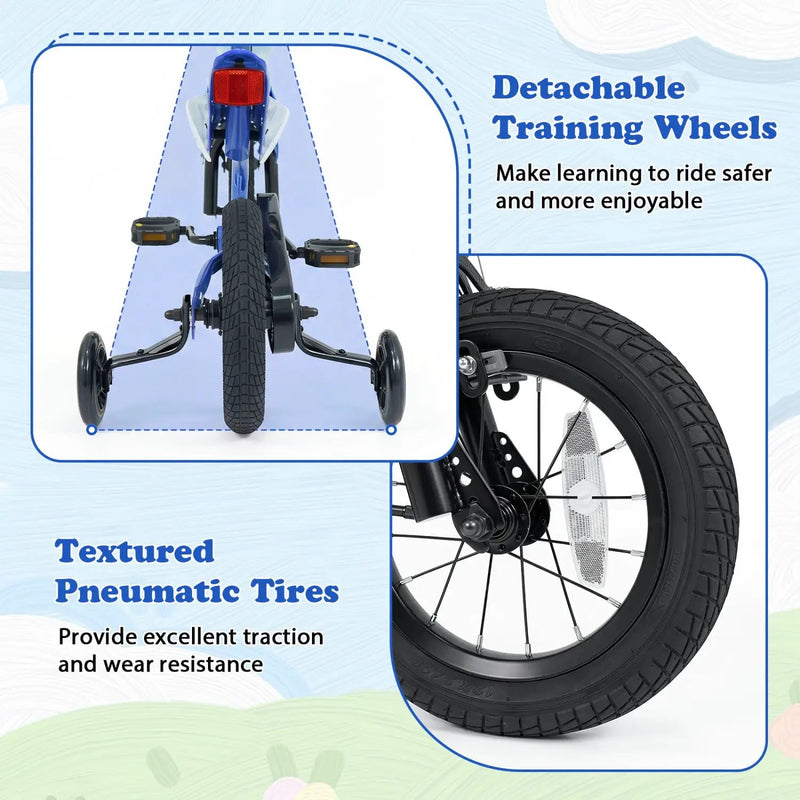 12 Inch Kids Bike with Training Wheels Ages 3-4 by DirectDeals