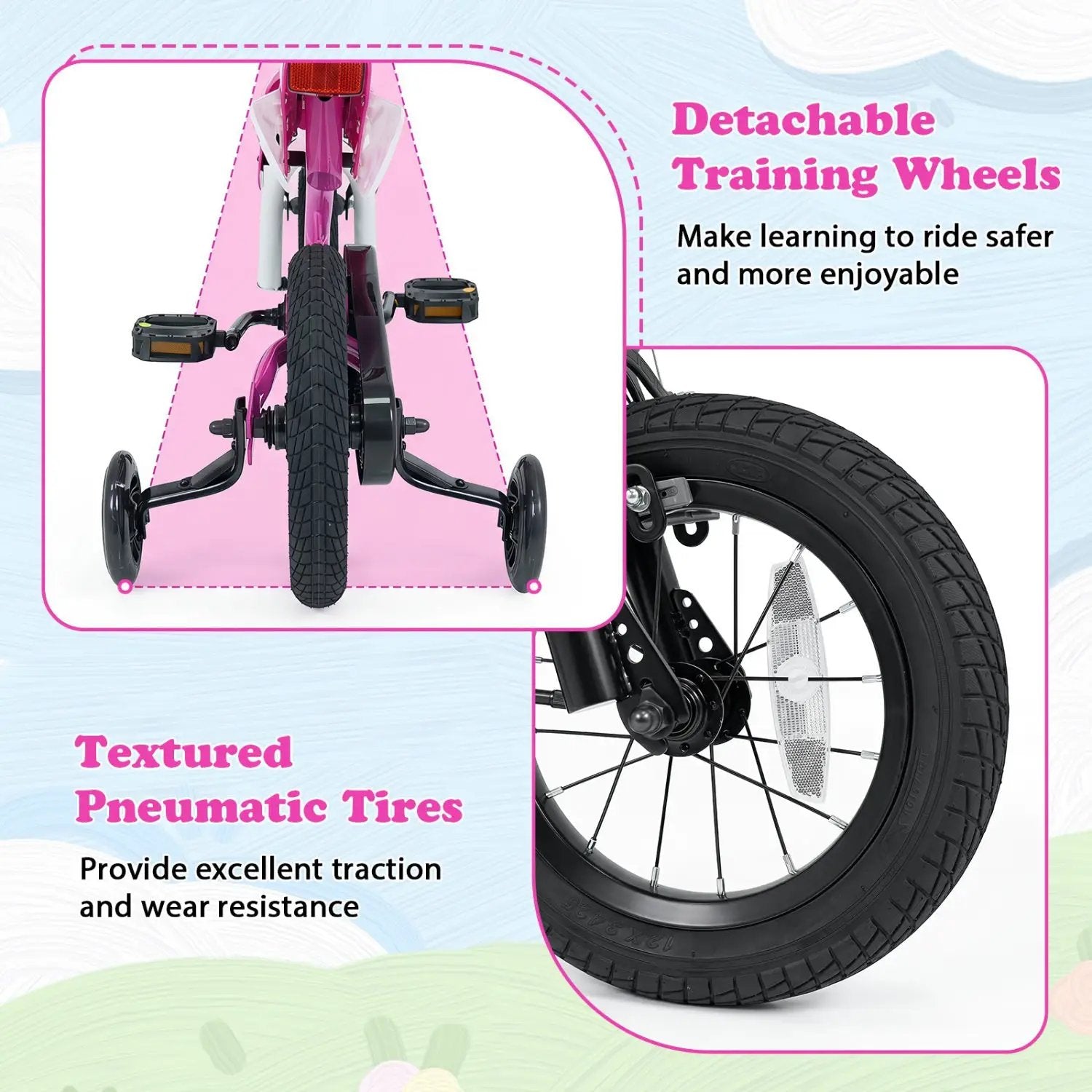 12 Inch Kids Bike with Training Wheels Ages 3-4 by DirectDeals