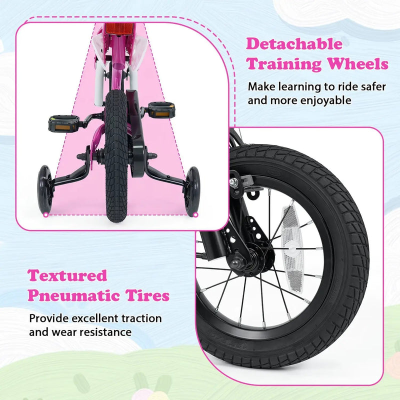 12 Inch Kids Bike with Training Wheels Ages 3-4 by DirectDeals