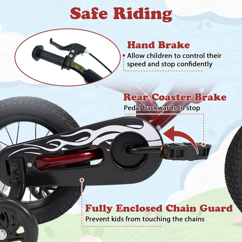 12 Inch Kids Bike with Training Wheels Ages 3-4 by DirectDeals