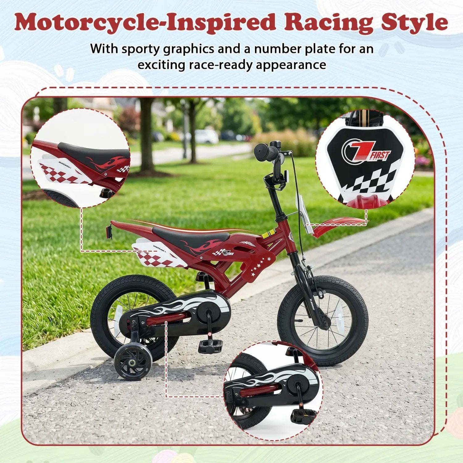 12 Inch Kids Bike with Training Wheels Ages 3-4 by DirectDeals