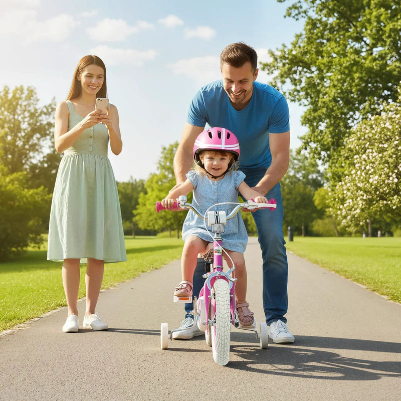 Kids Bike 12-18 Inch with Training Wheels - Pink by DirectDeals
