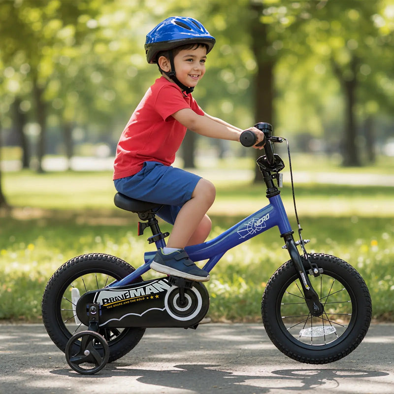 Kids Bike 14-Inch with Removable Training Wheels Navy by DirectDeals
